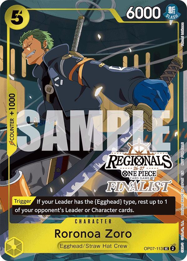 Roronoa Zoro (113) (Regionals Finalist Card Set 26-27) OP07-113