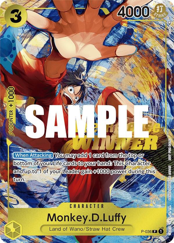 Monkey.D.Luffy (Pre-Release Tournament) (Winner) P-036