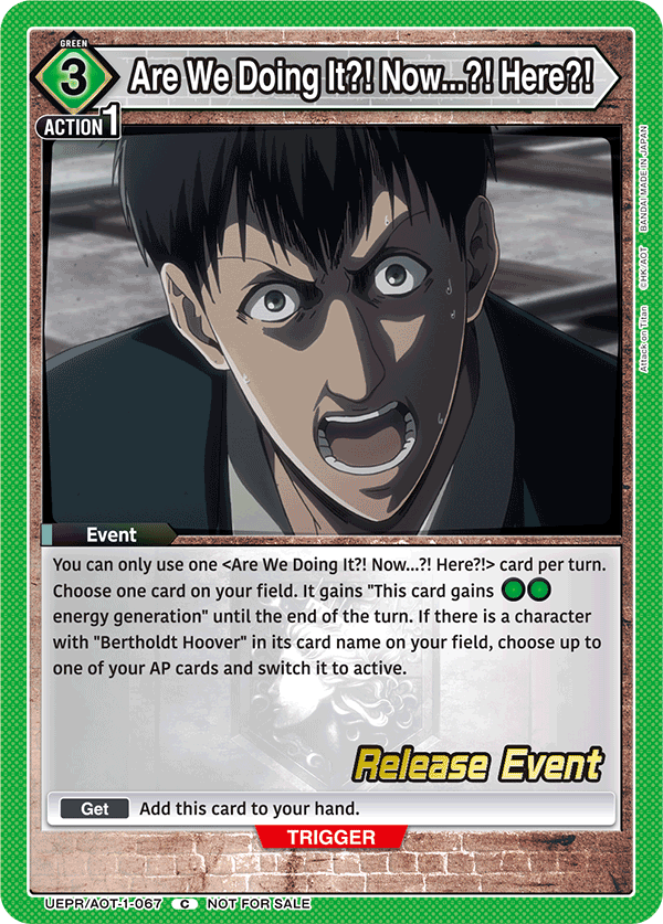 Are We Doing It?! Now...?! Here?! UEPR/AOT-1-067