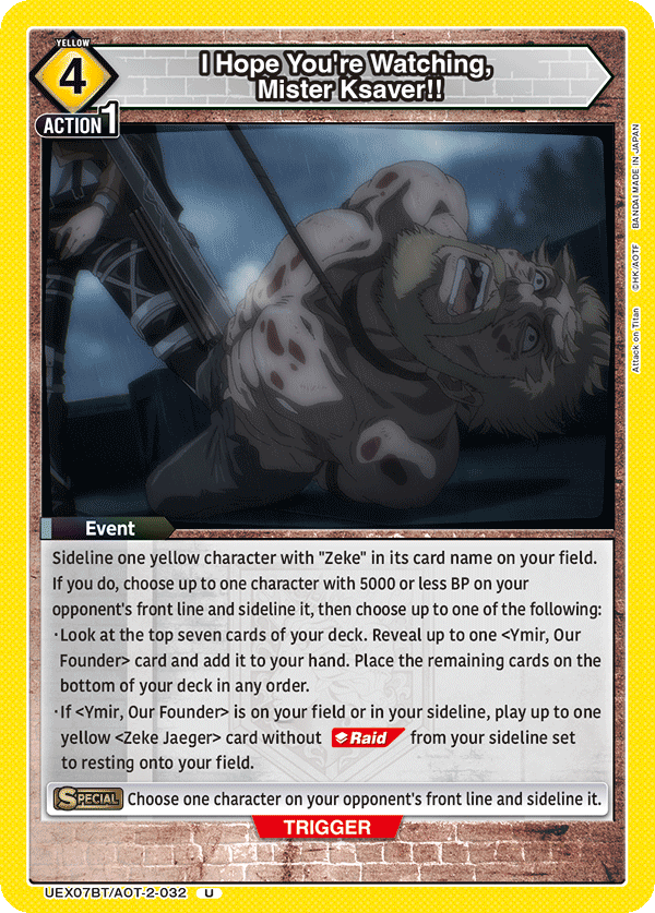 I Hope You're Watching, Mister Ksaver!! UEX07BT/AOT-2-032