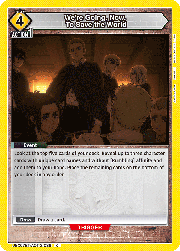 We're Going. Now. To Save the World UEX07BT/AOT-2-036